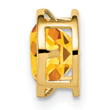 7mm Citrine bezel Charm Pendant in Real 14k Yellow Gold