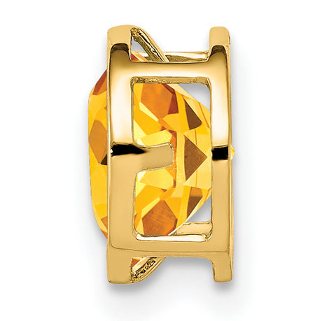 7mm Citrine bezel Charm Pendant in Real 14k Yellow Gold