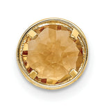 7mm Citrine bezel Charm Pendant in Real 14k Yellow Gold