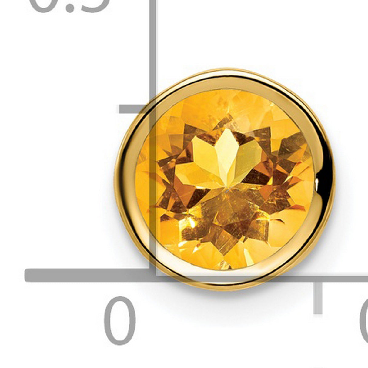 7mm Citrine bezel Charm Pendant in Real 14k Yellow Gold
