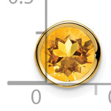 7mm Citrine bezel Charm Pendant in Real 14k Yellow Gold