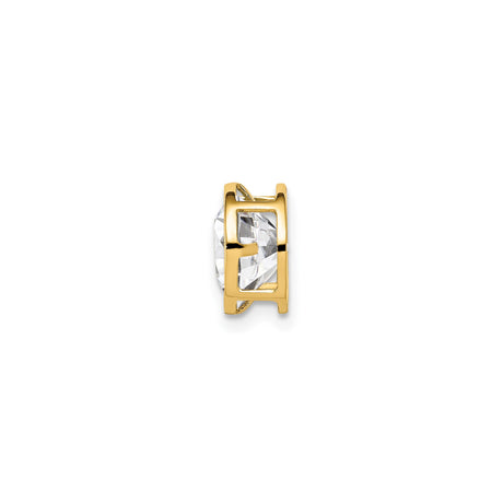 14k Yellow Gold Stud Earring with Cubic Zirconia, Round Bezel Setting, Minimalist Design for Women