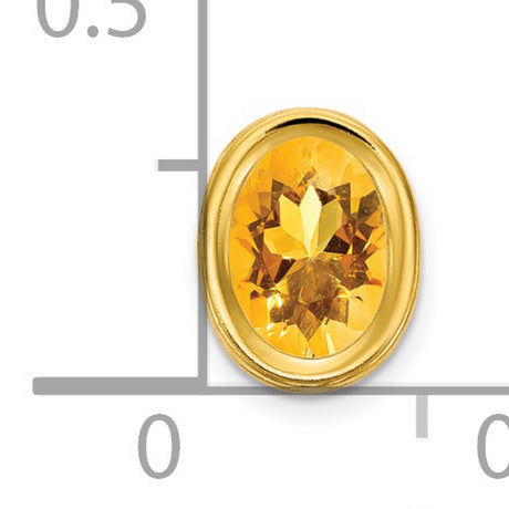 7x5mm Oval Citrine bezel Charm Pendant in Real 14k Yellow Gold