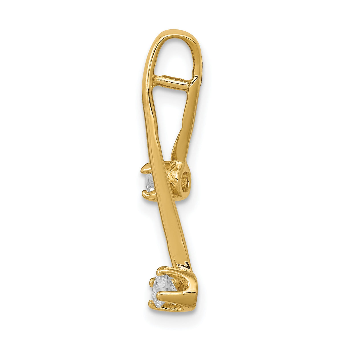 AAA 2-3.0mm Diamond Chain Slide Charm Pendant in Real 14k Yellow Gold