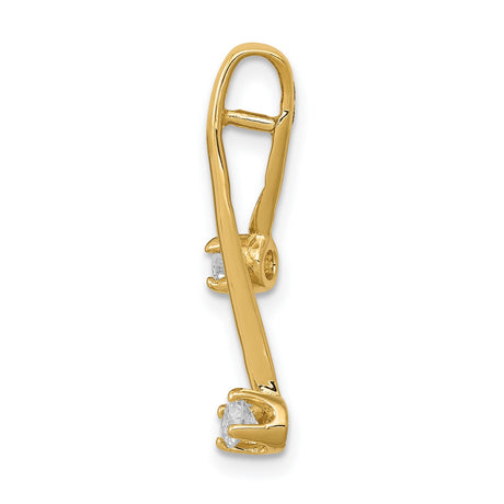 AA 2-3.0mm Diamond Chain Slide Charm Pendant in Real 14k Yellow Gold