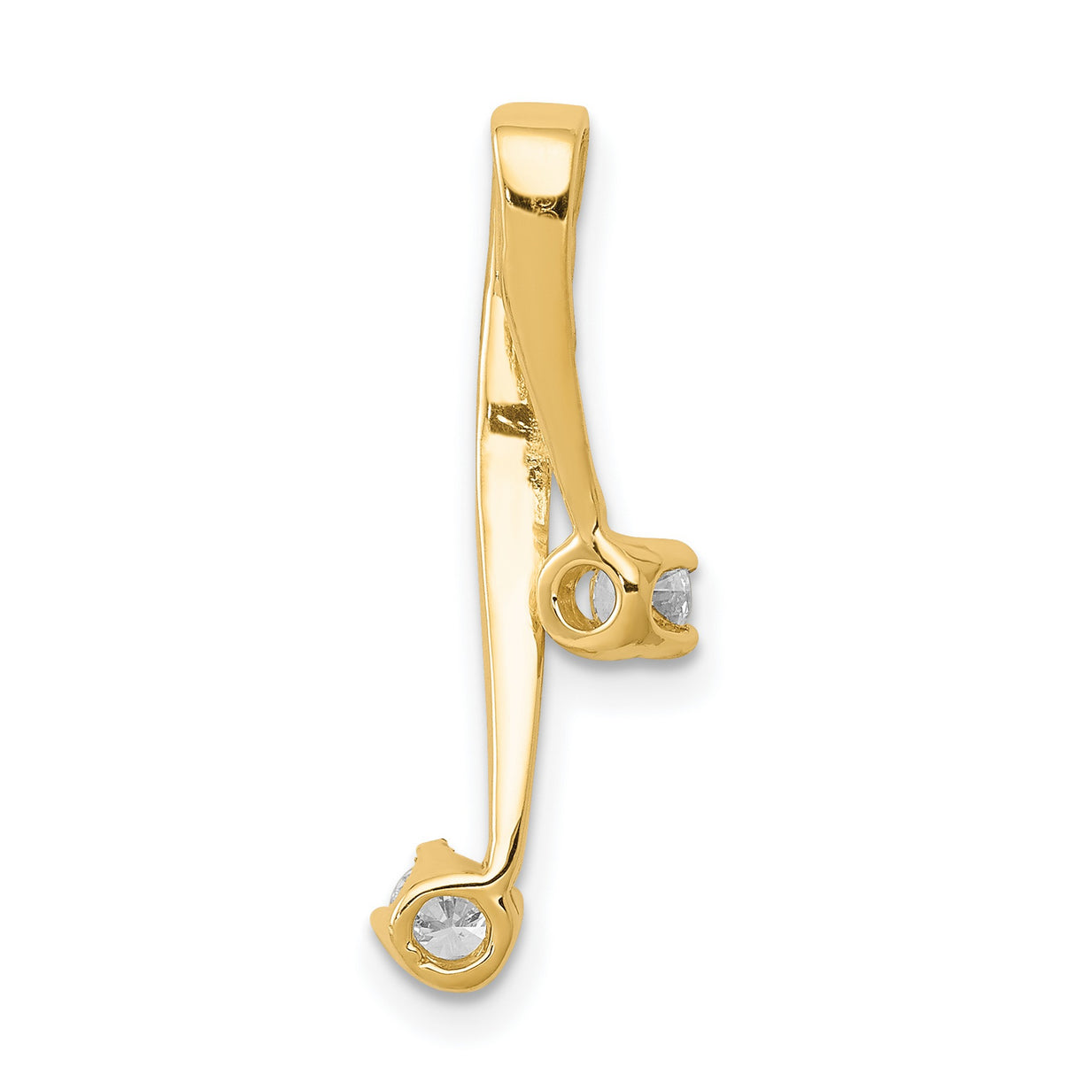 AA 2-3.0mm Diamond Chain Slide Charm Pendant in Real 14k Yellow Gold