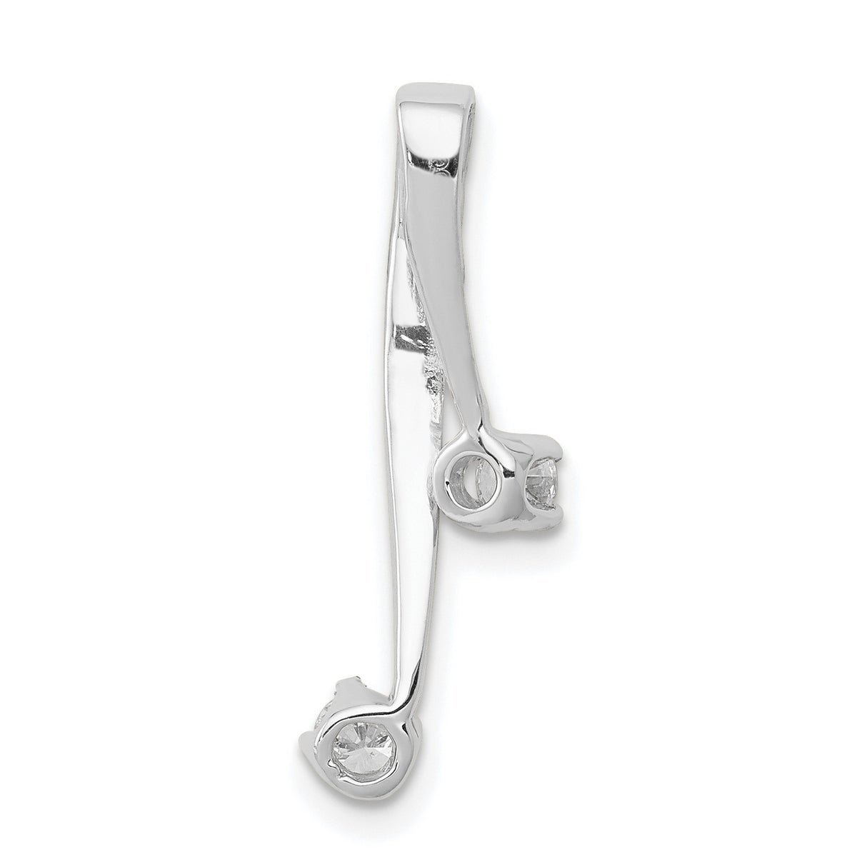 AAA 2-3.0mm Diamond Chain Slide Charm Pendant in Real 14k White Gold