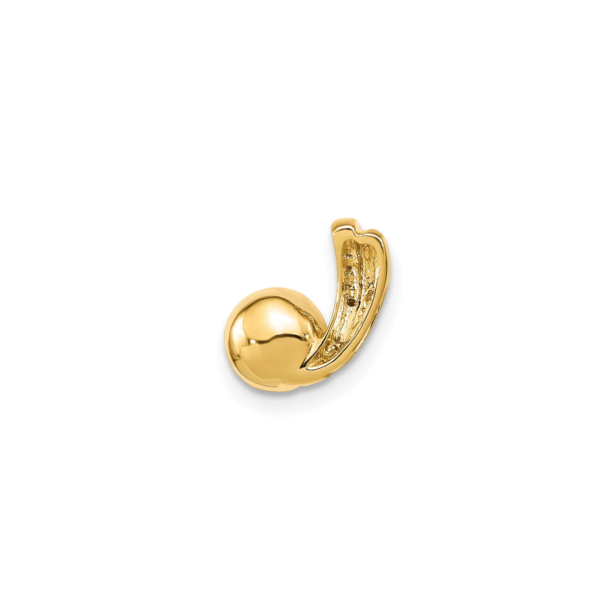 14k Yellow Gold Pendant with Cultured Pearl and Diamond Accent, Curved Design for Women