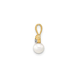 14k Yellow Gold Pendant with White Cultured Pearl and Diamond Accents