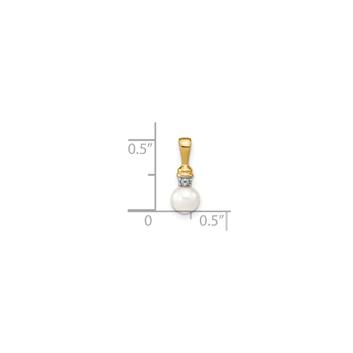 14k Yellow Gold Pendant with White Cultured Pearl and Diamond Accents