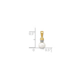 14k Yellow Gold Pendant with White Cultured Pearl and Diamond Accents