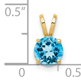 6mm Blue Topaz Charm Pendant in Real 14k Yellow Gold