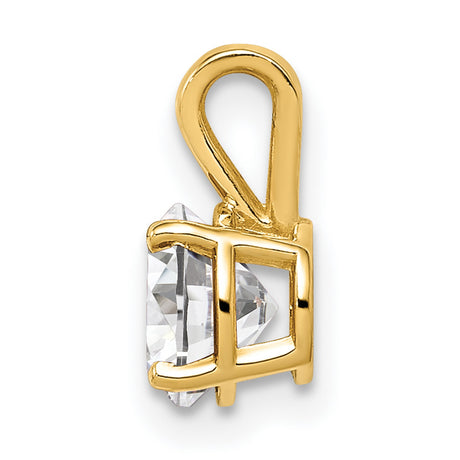 14k Yellow Gold Solitaire Pendant with Round Cubic Zirconia in Four Prong Setting