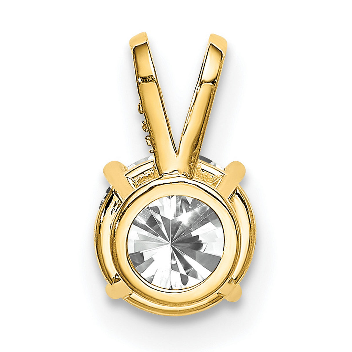 14k Yellow Gold Solitaire Pendant with Round Cubic Zirconia in Four Prong Setting