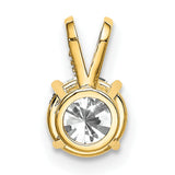 14k Yellow Gold Solitaire Pendant with Round Cubic Zirconia in Four Prong Setting