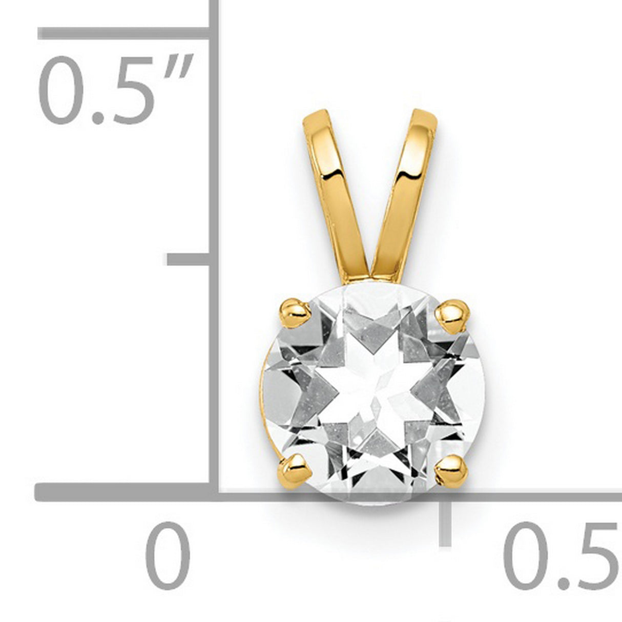 14k Yellow Gold Solitaire Pendant with Round Cubic Zirconia in Four Prong Setting