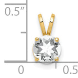 14k Yellow Gold Solitaire Pendant with Round Cubic Zirconia in Four Prong Setting
