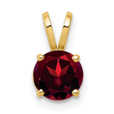 Garnet Charm Pendant in Real 14k Yellow Gold