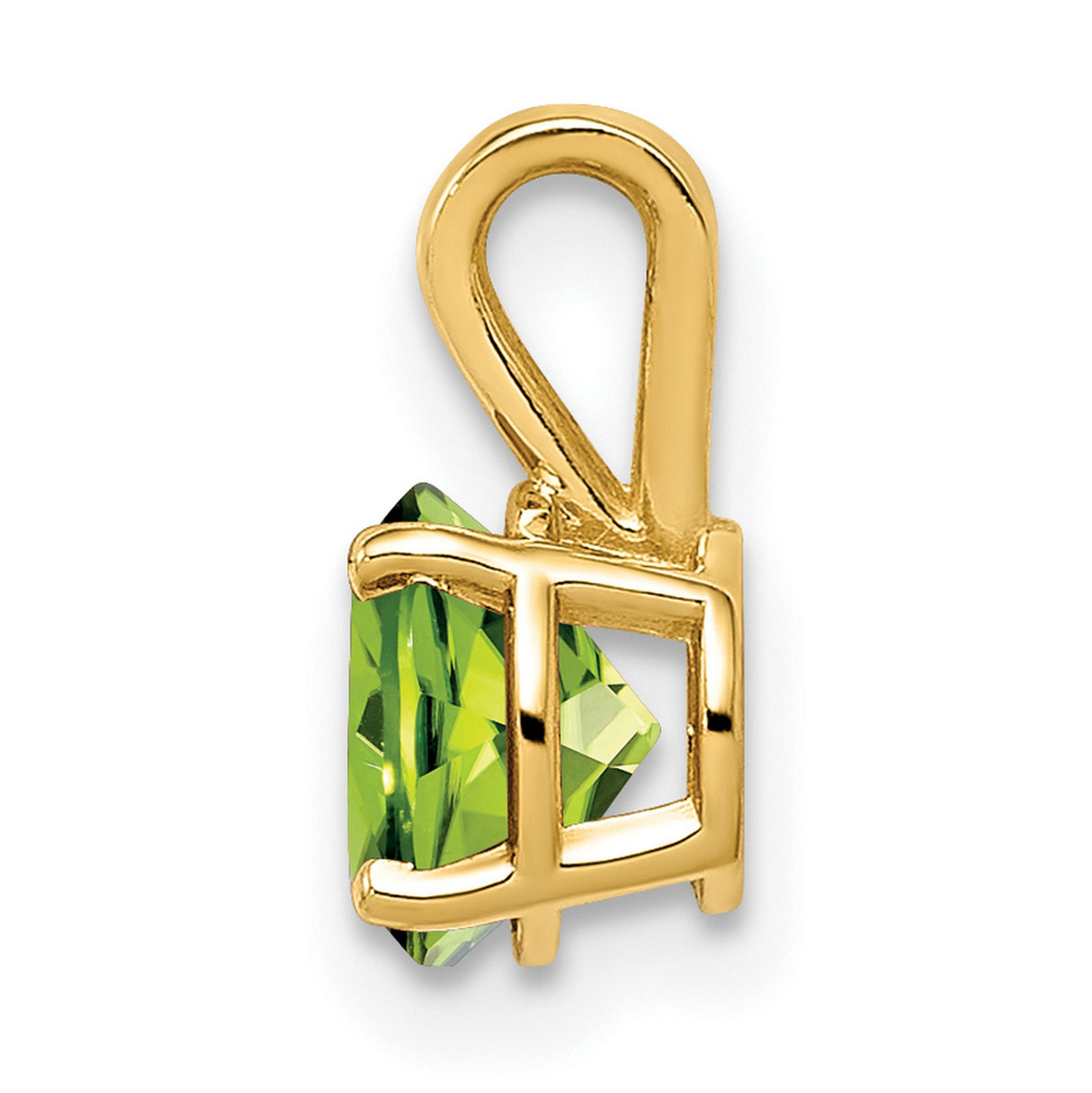 6mm Peridot Charm Pendant in Real 14k Yellow Gold