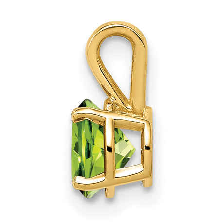 6mm Peridot Charm Pendant in Real 14k Yellow Gold