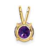Amethyst Charm Pendant in Real 14k Yellow Gold