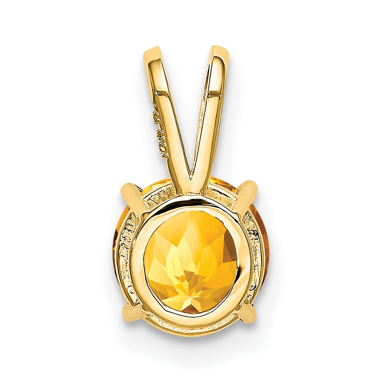 14k Yellow Gold Pendant with Citrine, Minimalist Solitaire Design, November Birthstone Jewelry