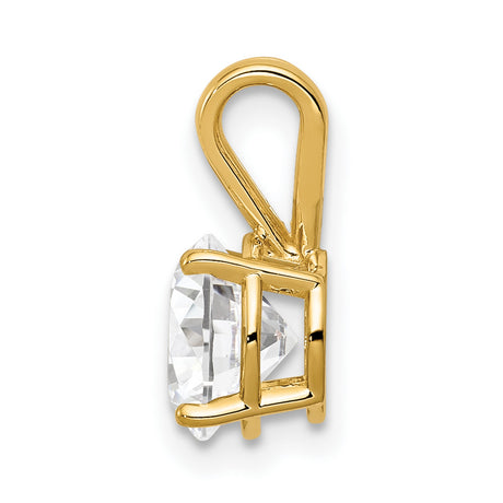 14k Yellow Gold Solitaire Pendant with Cubic Zirconia in Four Prong Setting, Classic Design for Women