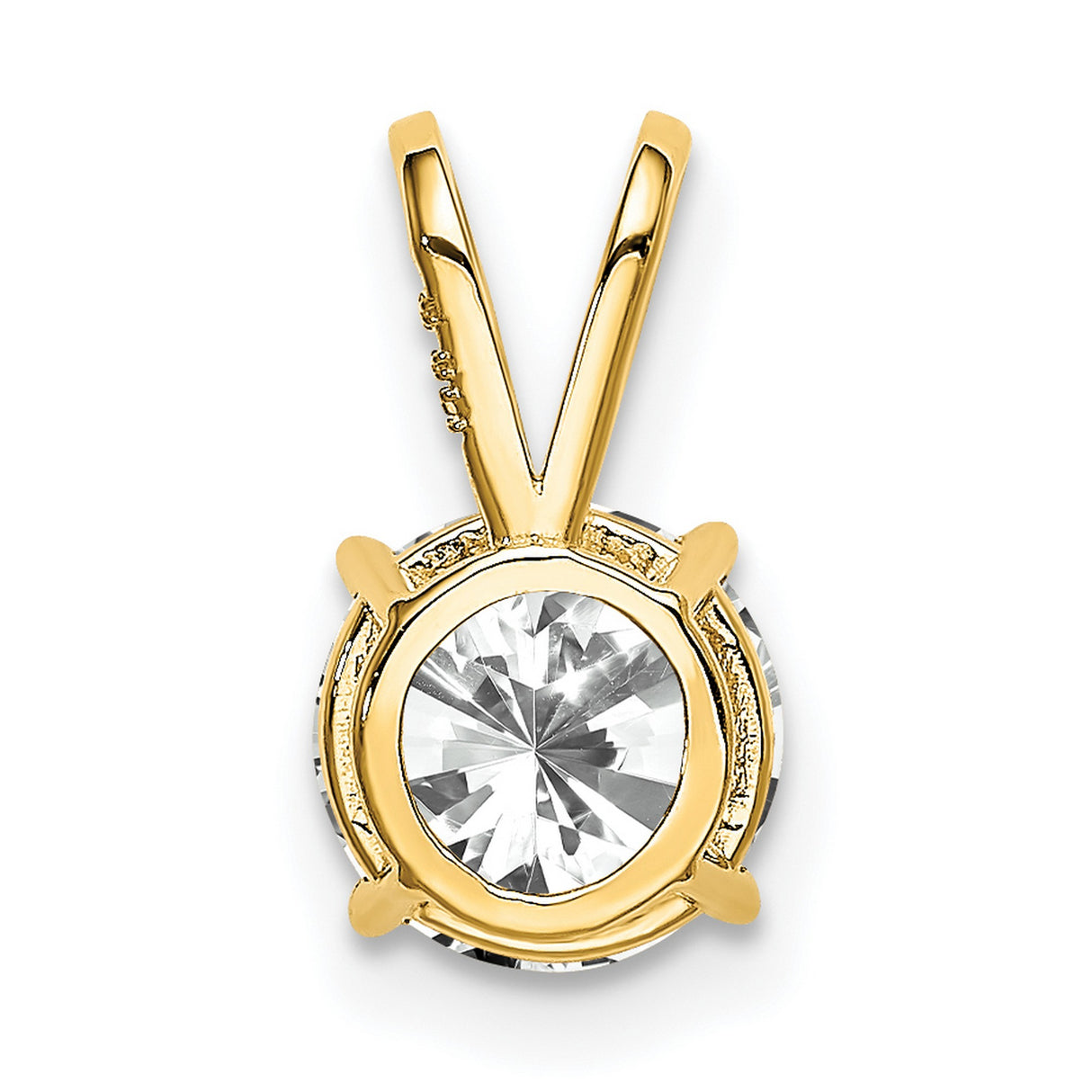14k Yellow Gold Solitaire Pendant with Cubic Zirconia in Four Prong Setting, Classic Design for Women