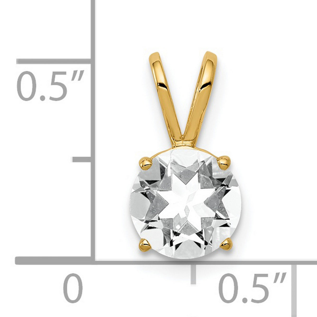 14k Yellow Gold Solitaire Pendant with Cubic Zirconia in Four Prong Setting, Classic Design for Women