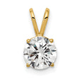 14k Yellow Gold Solitaire Pendant with Cubic Zirconia in Four Prong Setting, Classic Design for Women