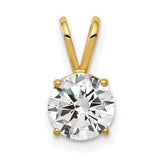 14k Yellow Gold Solitaire Pendant with Cubic Zirconia in Four Prong Setting, Classic Design for Women