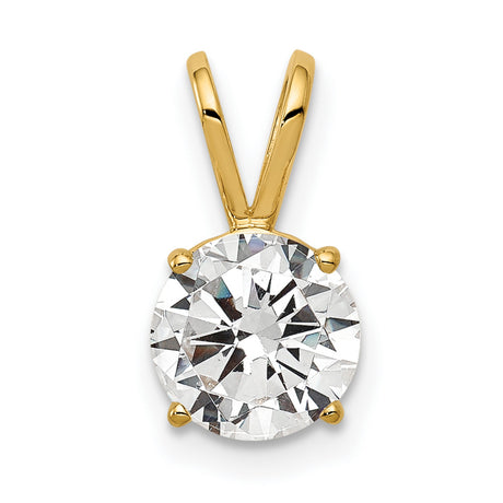 14k Yellow Gold Solitaire Pendant with Cubic Zirconia in Four Prong Setting, Classic Design for Women