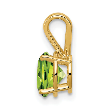7mm Peridot Charm Pendant in Real 14k Yellow Gold
