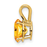 8mm Citrine Charm Pendant in Real 14k Yellow Gold