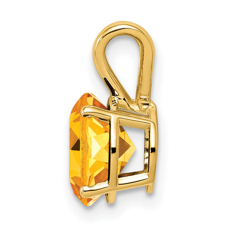 8mm Citrine Charm Pendant in Real 14k Yellow Gold