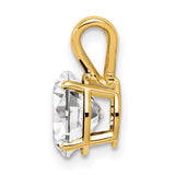 14k Yellow Gold Solitaire Pendant with Round Cubic Zirconia, Classic Minimalist Style for Women