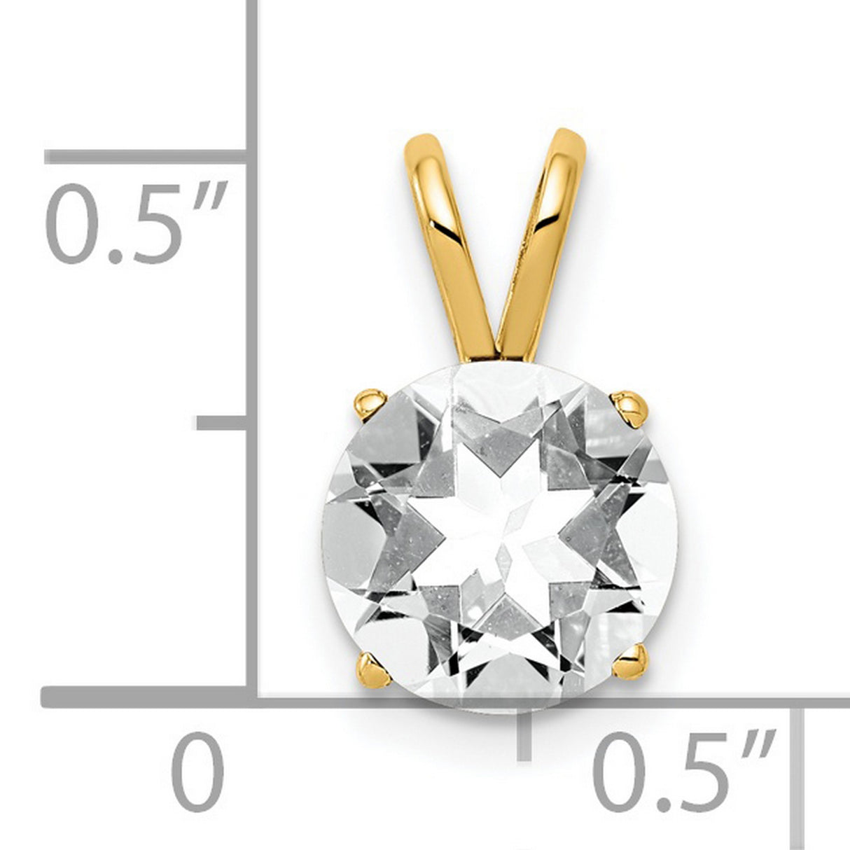 14k Yellow Gold Solitaire Pendant with Round Cubic Zirconia, Classic Minimalist Style for Women
