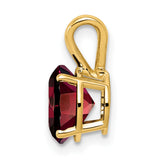 8mm Garnet Charm Pendant in Real 14k Yellow Gold