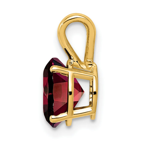 8mm Garnet Charm Pendant in Real 14k Yellow Gold