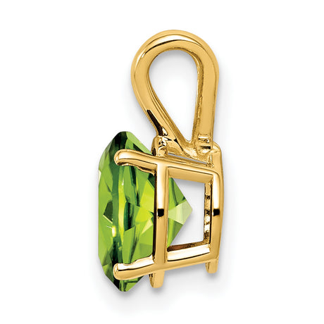 8mm Peridot Charm Pendant in Real 14k Yellow Gold