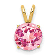 8mm Pink Tourmaline Charm Pendant in Real 14k Yellow Gold
