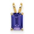 6x4mm Emerald Cut Tanzanite Charm Pendant in Real 14k Yellow Gold