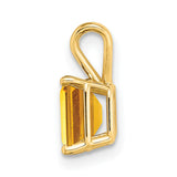 7x5mm Emerald Cut Citrine Charm Pendant in Real 14k Yellow Gold