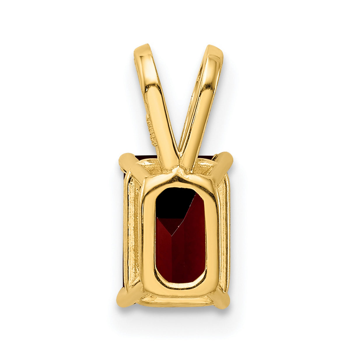 7x5mm Emerald Cut Garnet Charm Pendant in Real 14k Yellow Gold