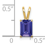 7x5mm Emerald Cut Tanzanite Charm Pendant in Real 14k Yellow Gold