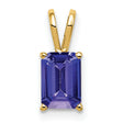 7x5mm Emerald Cut Tanzanite Charm Pendant in Real 14k Yellow Gold