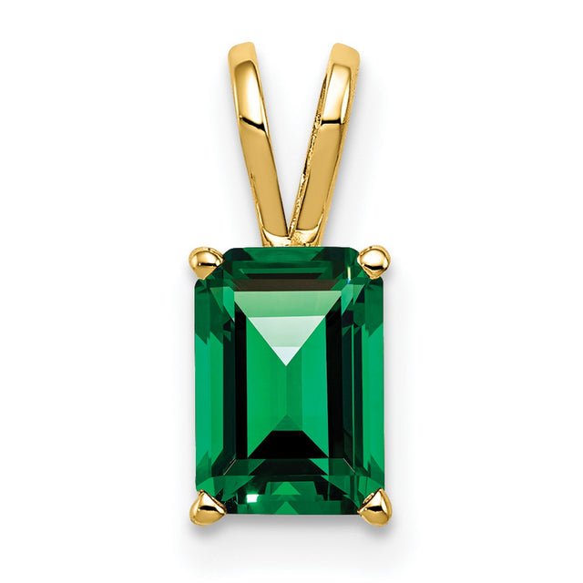 8x6mm Emerald Cut Mount Saint Helens Charm Pendant in Real 14k Yellow Gold