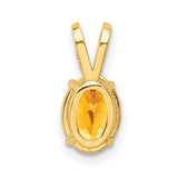 14k Yellow Gold Citrine Pendant, Oval Faceted Gemstone in Prong Setting, November Birthstone Jewelry
