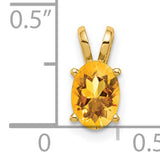 14k Yellow Gold Citrine Pendant, Oval Faceted Gemstone in Prong Setting, November Birthstone Jewelry