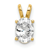 7x5mm Oval Cubic Zirconia Charm Pendant in Real 14k Yellow Gold